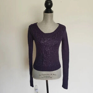 Mudd Cropped Sweater Long Sleeves Navy Blue Warm S